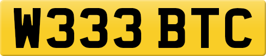 W333 BTC private number plate
